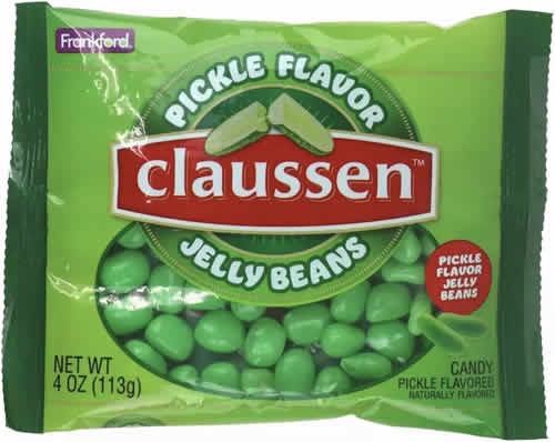 Claussen Pickle Flavor Jelly Beans packaging