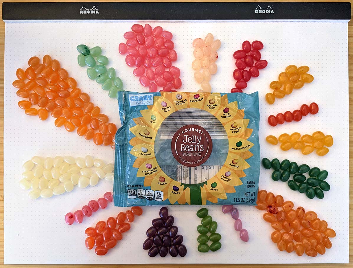 Crazy Candy Co. Gourmet Jelly Beans, sorted by flavor