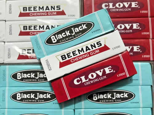 Packaging for Black Jack, Beemans, and Clove chewing gums